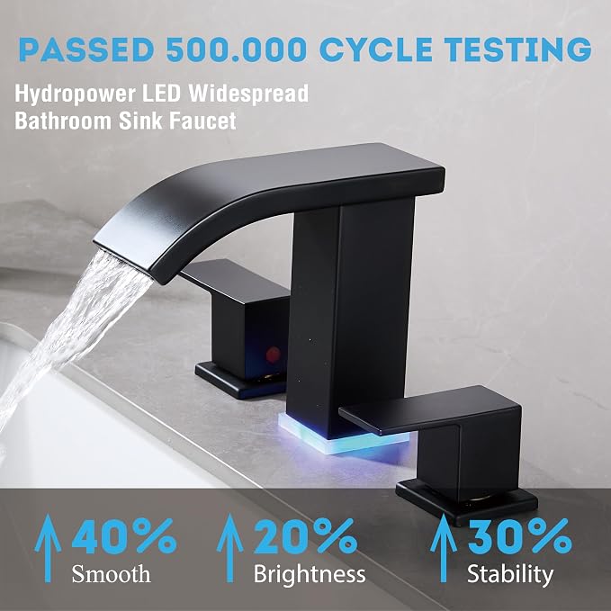 Bathroom Faucets 8 Inch Widespread Bathroom Sink Faucet Two Handles Black - Image 4