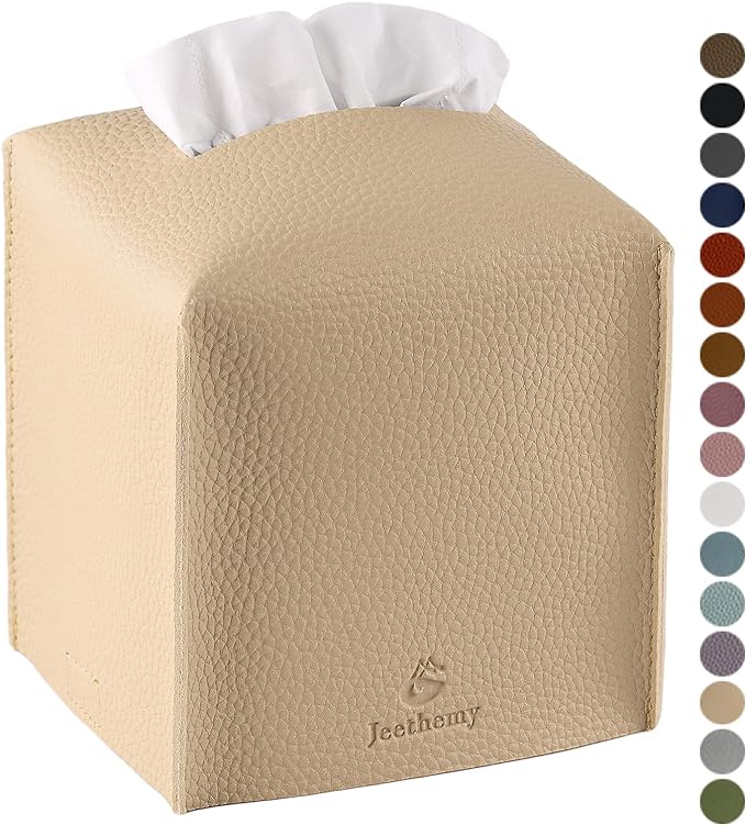 Tissue Box Cover, Jeethemy Square PU Leather Tissue Box Holder, Modern Tissue by Jeethemy
