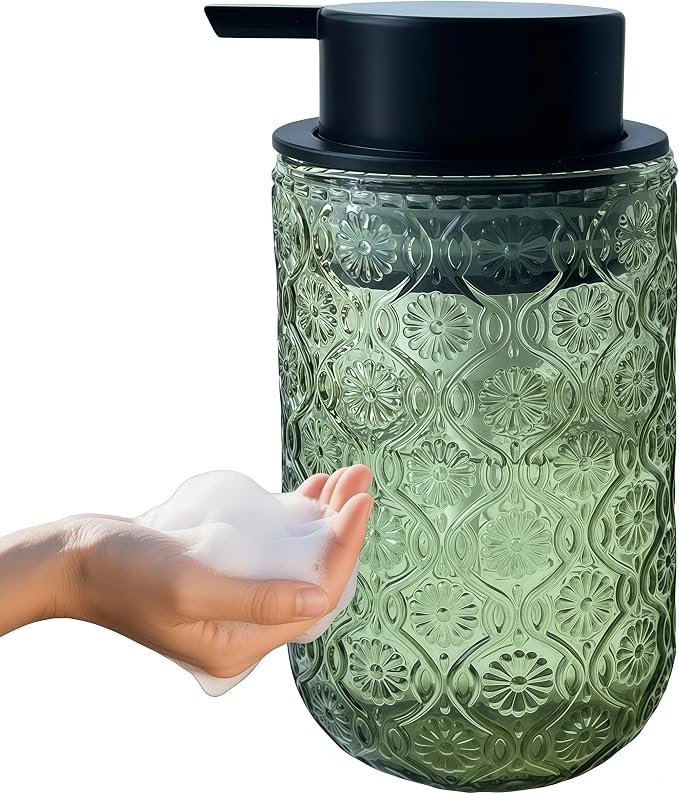 Foaming Hand Soap Dispenser, Vintage Glass Soap and Lotion Dispenser by Birugen