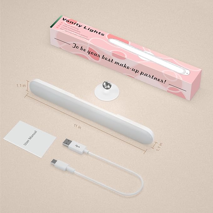 Wireless Vanity Lights for Mirror, Rechargeable Battery Operated Stick on Lamp - Image 7
