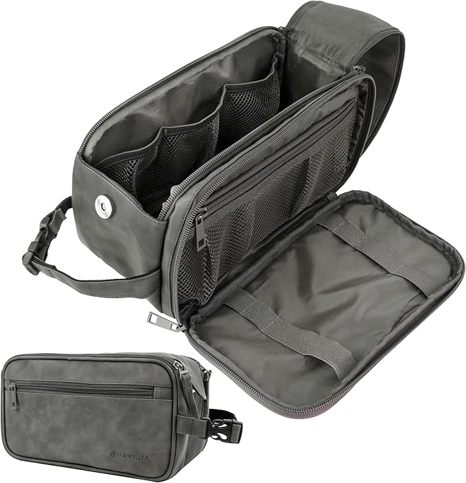 PAVILIA Toiletry Bag for Men, Travel Essentials Shaving Dopp Kit, Mens Travel by PAVILIA
