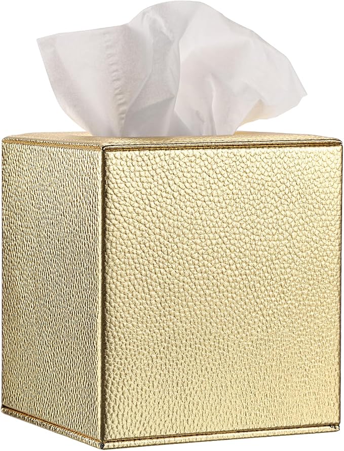 Sumnacon Tissue Box Cover Square Tissue Box Stylish PU Tissue Box Holder by Sumnacon
