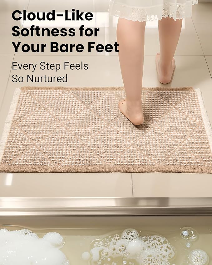 Waffle Bath Mat Set, Non Slip Bathroom Rugs Sets 2 Piece, Ultra Absorbent Long - Image 6