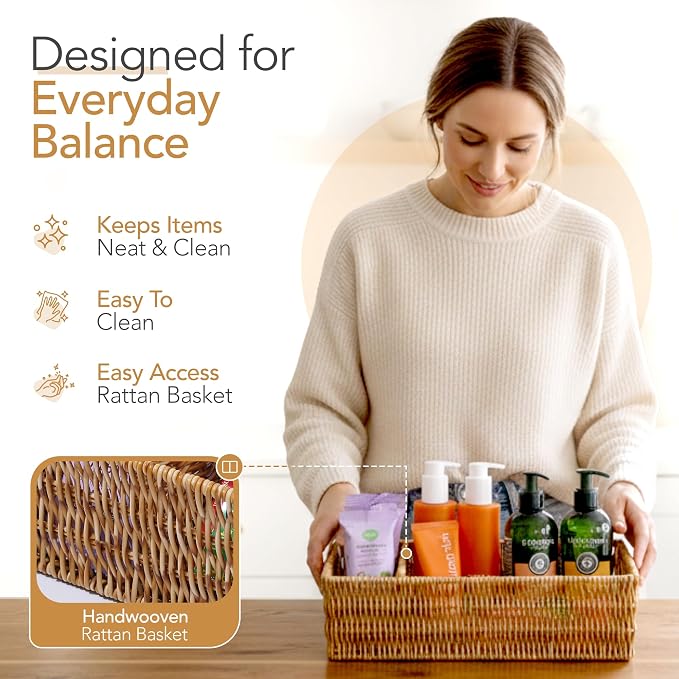 Nature-Inspired Rattan Pantry Organizer Baskets Set of 2 - Image 6