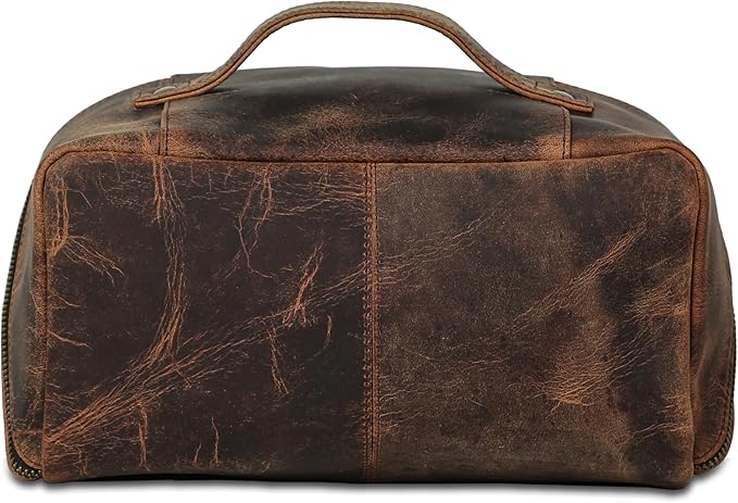 KomalC Luxury Leather Men’s Toiletry Travel Bag – Handmade Shaving Kit - Image 3