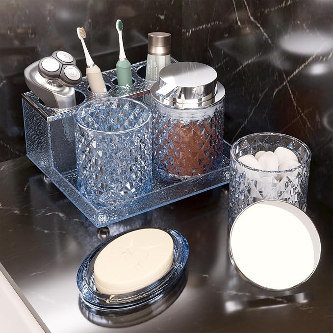 Glass Bathroom Accessories Set 5Pcs Crystal - Image 7