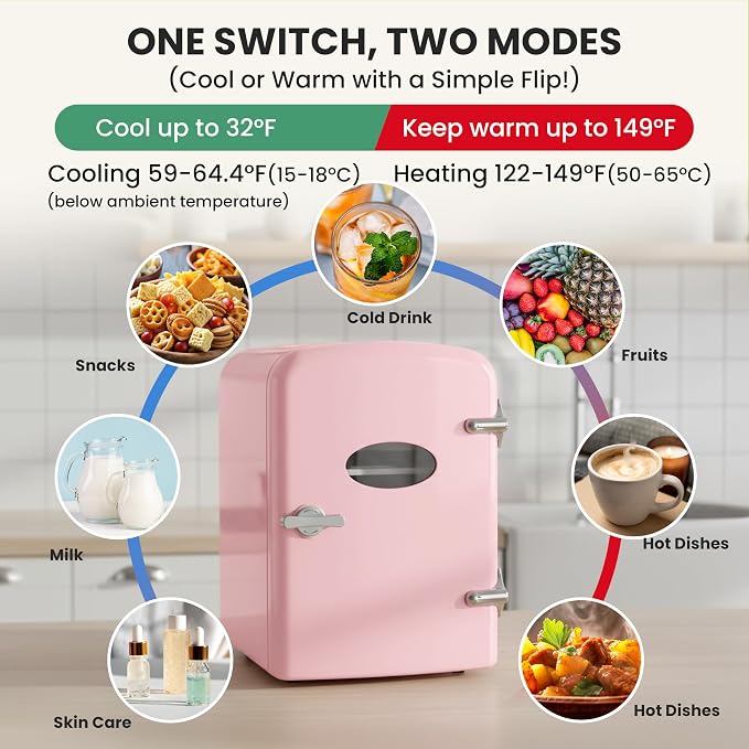 YSSOA 9 Cans Compact Mini Fridge, Warmer and Cooler Portable Refrigerator - Image 3