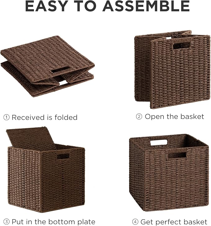 UBBCARE 3 Pack Wicker Basket, 11L×11H×10.5W inch Woven Paper Rope Storage - Image 7