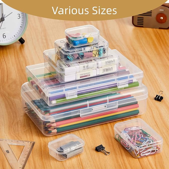 Goodma 42 Pieces Mixed Sizes Rectangular Empty Mini Clear Plastic Organizer - Image 4