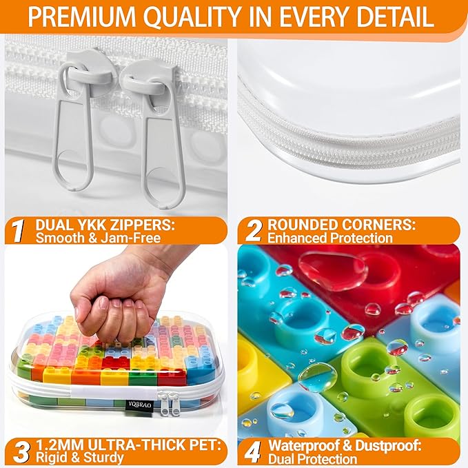 Hard Sided Clear Zipper Case for Storage- Professional-Grade Plastic Clear - Image 5