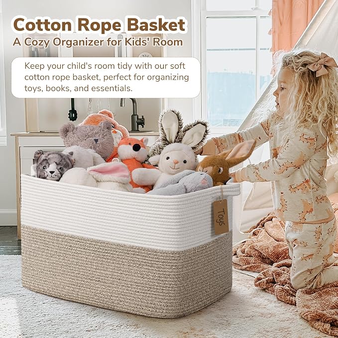 Goodpick Woven Storage Basket, 22”x17”x12” Large Blanket Storage - Image 2