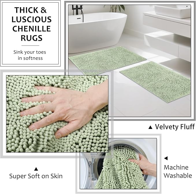 Light Green Bathroom Sets with Shower Curtain and Rugs, 8-Piece Resin Bathroom - Image 4