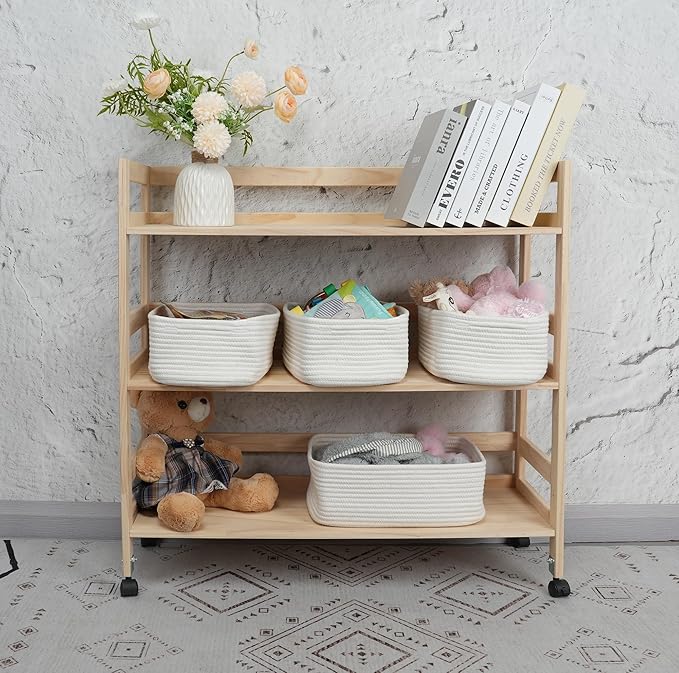 Small Woven Storage Baskets 13“X9”X5“ Decorative Rope Bins - Image 4