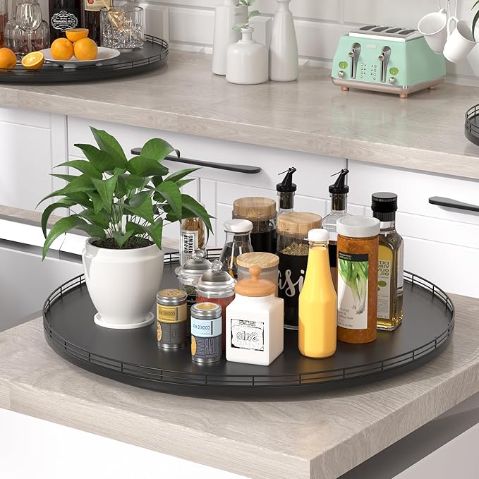 24" Oak Wooden Lazy Susan Turntable - Image 5