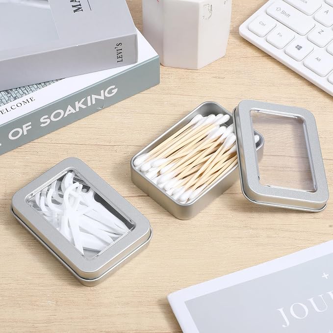 2PCS Metal Cotton Swab Holder, Portable Small Floss Pick Holder, Reusable Empty - Image 4