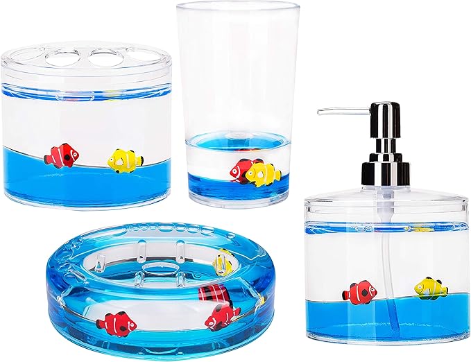 Locco Decor 4 Piece Acrylic Liquid 4D Floating Motion Bathroom Vanity Accessory by LoccoDecor
