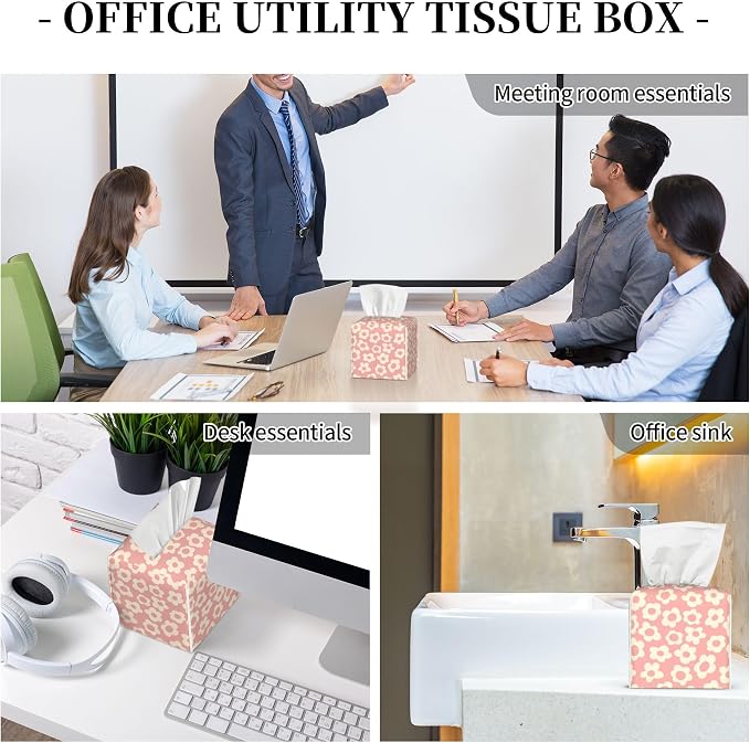 Vintage Groovy Flowers Tissue Box Cover Square - Image 8