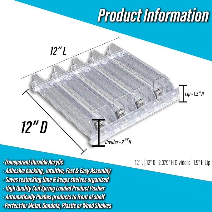 STORE FIXTURES DIRECT Auto Feed Shelf Product Pusher Kit, Adjustable Width - Image 2