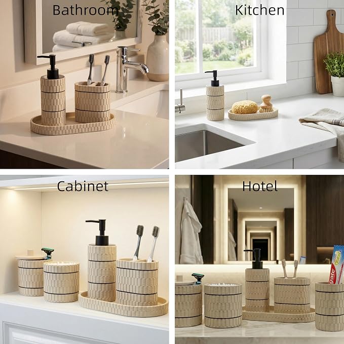 Bathroom Accessory Set, 6 Piece Bathroom Essentials Sets Accessories, Soap - Image 6