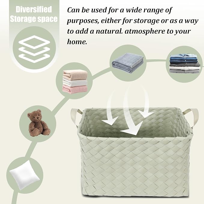 BROWNLILY Handwoven Clothes Basket Laundry Hampers Large Wicker Storage Baskets - Image 3