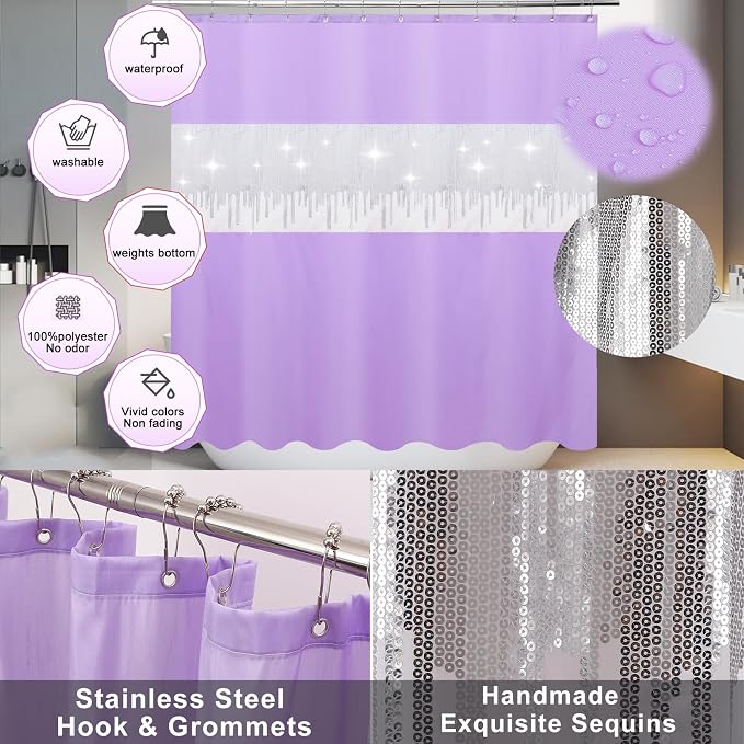 24PCS Bathroom Sets with Shower Curtain and Rugs, Bathroom Sets with Extra Soft - Image 3