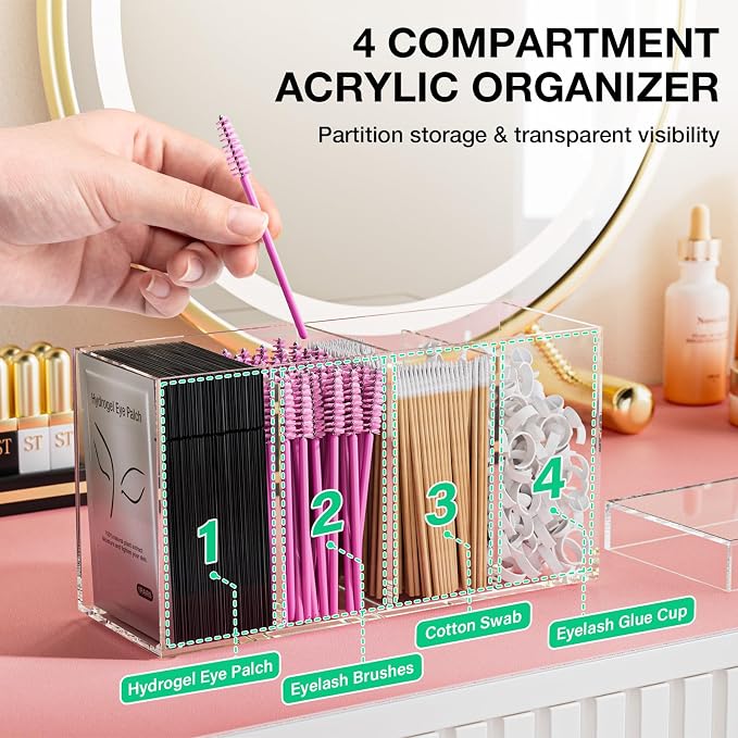 Lash Extension Organizer with Lid, Acrylic Lash Organizer - Image 2