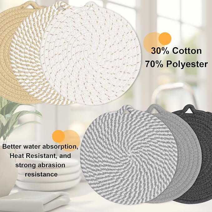 8" Trivets for Hot Dishes, 6 Pack Hot Pads for Kitchen Counter & Dining Table - Image 4