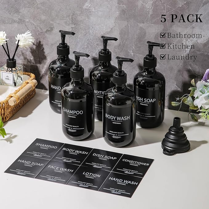 Black Shower Bottles Refillable - Image 2