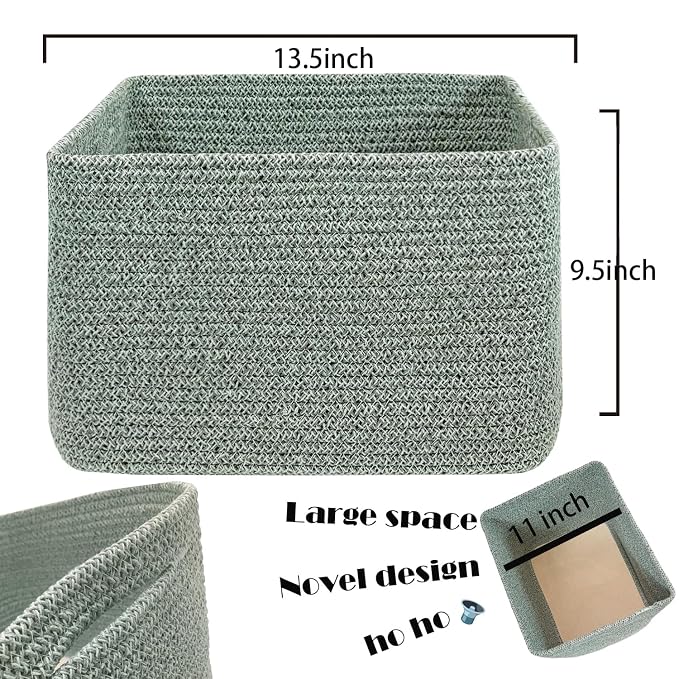 COMFY-HOMI Square Woven Cotton Rope Basket - Image 4