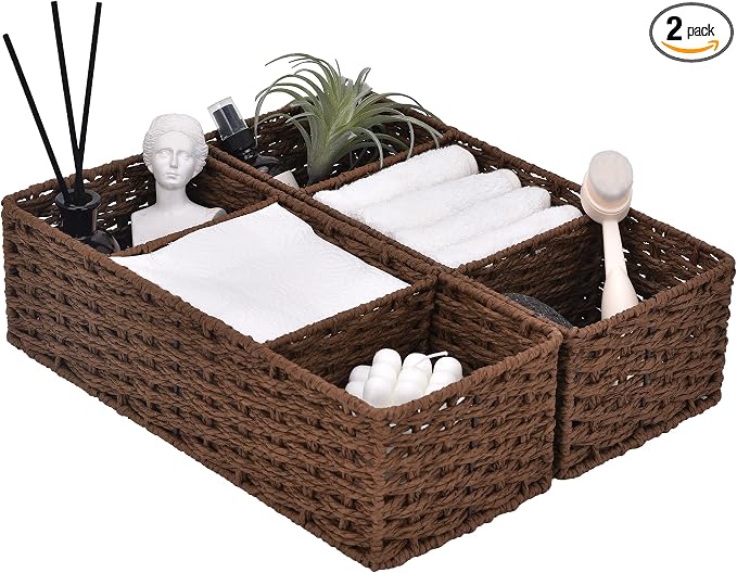 StorageWorks 3-Section Wicker Baskets by StorageWorks