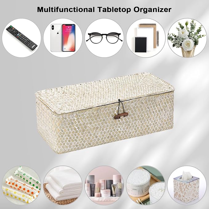 Sumnacon Small Woven Basket for Shelf Wicker Shelf Storage Basket - Image 7