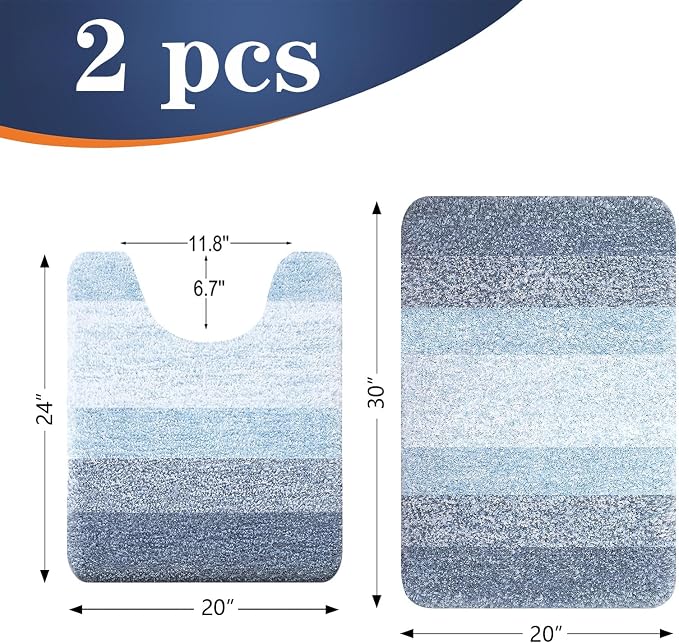OLANLY Bathroom Rug Set 2 Piece, Soft Absorbent Microfiber Bath Mats and - Image 2
