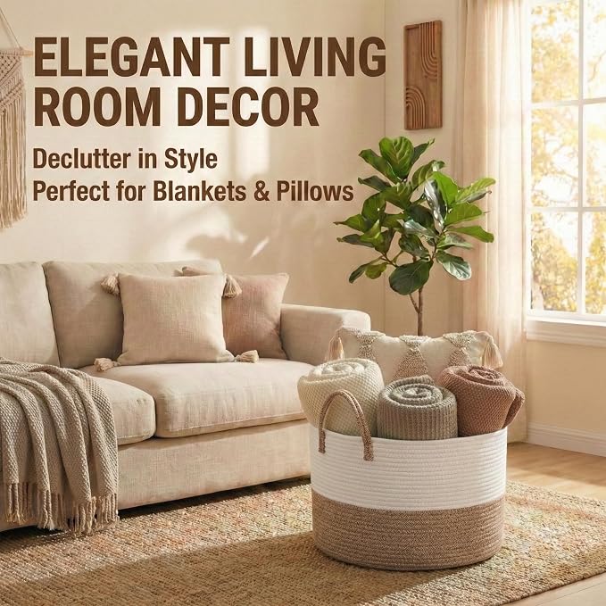 65L Extra Large Blanket Basket for Living Room - Image 2
