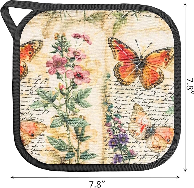 6 Pack Pot Holders 100% Cotton Heat Resistant Potholder, Machine Washable Pot - Image 2