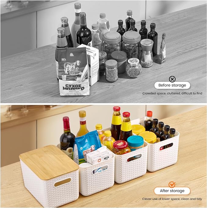 4 Packs Storage Bins with Bamboo Lids - Image 4