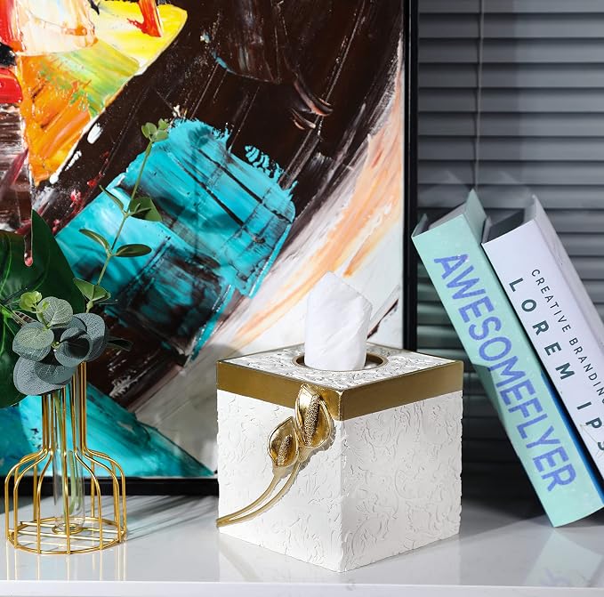 Hymmah Modern Square Tissue Box Cover Holder, Bathroom Accessories Decor Unique - Image 4