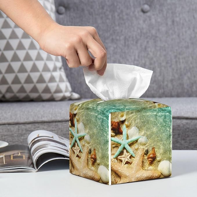 Starfish Seashell on Summer Beach Tissue Box Cover Square, Starfish Seashell - Image 6
