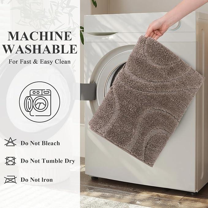 HEBE Bathroom Rugs Sets 5 Piece, Soft Absorbent Microfiber Bath Mat - Image 6