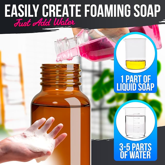 2 Pcs Amber Foaming Soap Dispenser Glass - Image 5