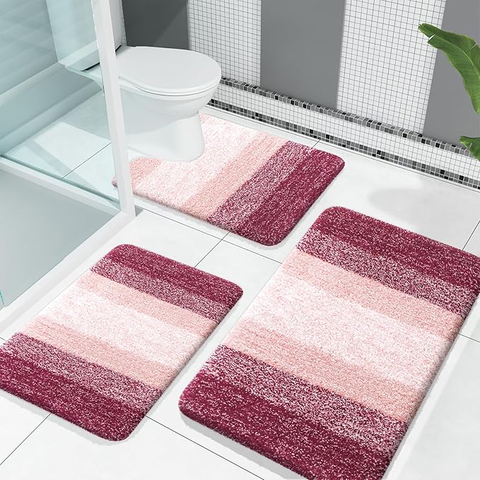 OLANLY Bathroom Rugs Sets 3 Piece, Soft Absorbent Microfiber Bath Mats and by OLANLY
