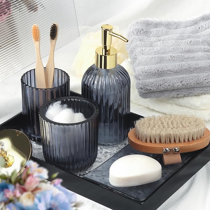 Designer Blue Glass Bathroom Accessories Sets - Image 7