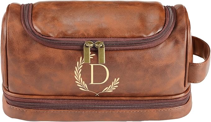 Personalized Leather Toiletry Bag by Sparklove