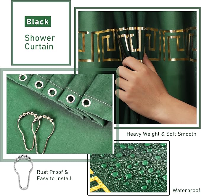 Bathroom Sets with Shower Curtain and Rugs Bathroom Accessories Set Hunter - Image 2