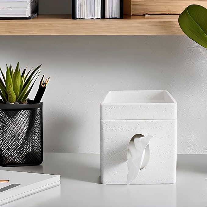 Hymmah Tray Tissue Box Cover Holder Unique Cube Design Tissue Dispenser Cover - Image 7