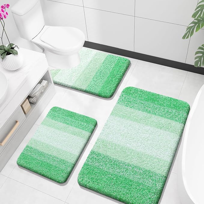 OLANLY Bathroom Rugs Sets 3 Piece, Soft Absorbent Microfiber Bath Mats and by OLANLY