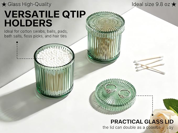 2 Pack Glass Qtip Holder Dispenser Set - Image 5