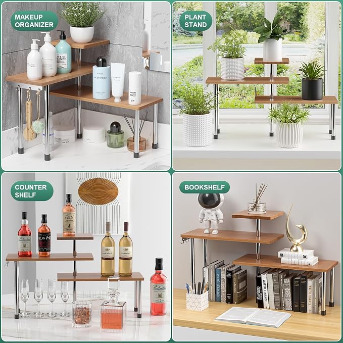 ZHWS Bathroom Counter Organizer Corner Countertop Shelf Adjustable 3 Tier - Image 7
