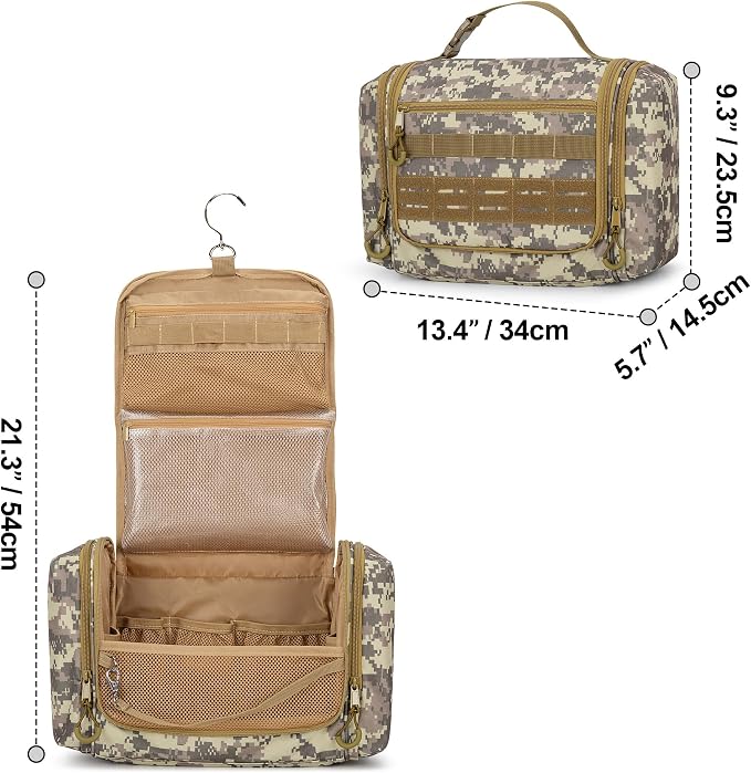 Tactical Toiletry Travel Bag for Men, Hanging Dopp Kit Hygiene Bag Shower - Image 7