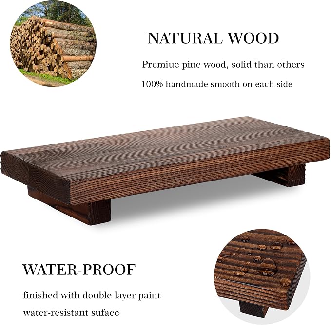 Bathroom Counter Organizer Wood Pedestal Stand Farmhouse Decorative Tray Soap - Image 3