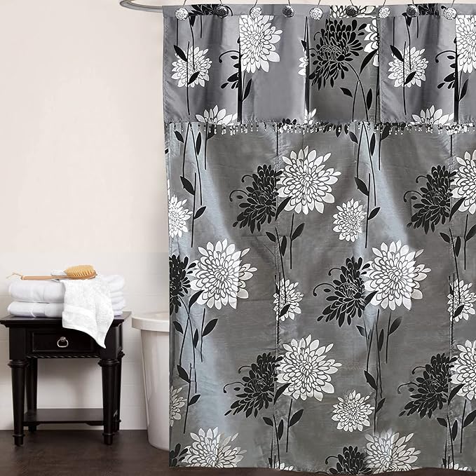 Zahari Home 13pc Erica Bathroom Fabric Shower Curtain Sets Bathroom Shower - Image 2